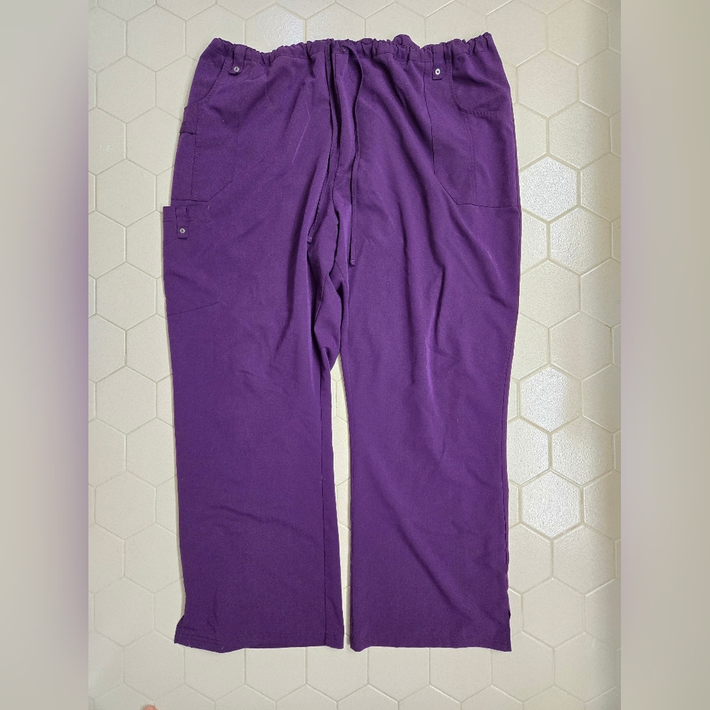 Purple Wide-Leg Scrub Pants